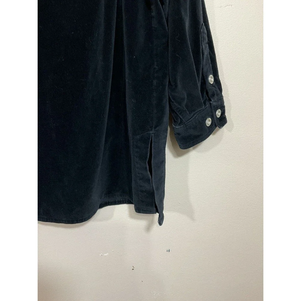 VTG Womens Velour Jacket 18/20 Black 90s Y2K Full Zip Pockets Goth Grunge Retro - Picture 3 of 7